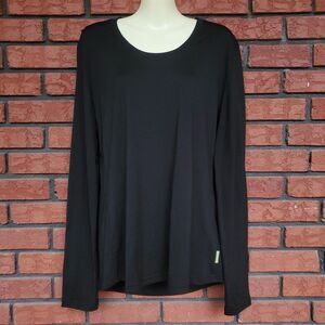 Kathmandu Long Sleeve Base Layer Size 16 Merino Wool Nylon Blend Black Top